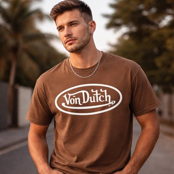 Von Dutch NWT Brown Logo Tee | Archive Y2K Streetwear | L - Picture 4 of 12